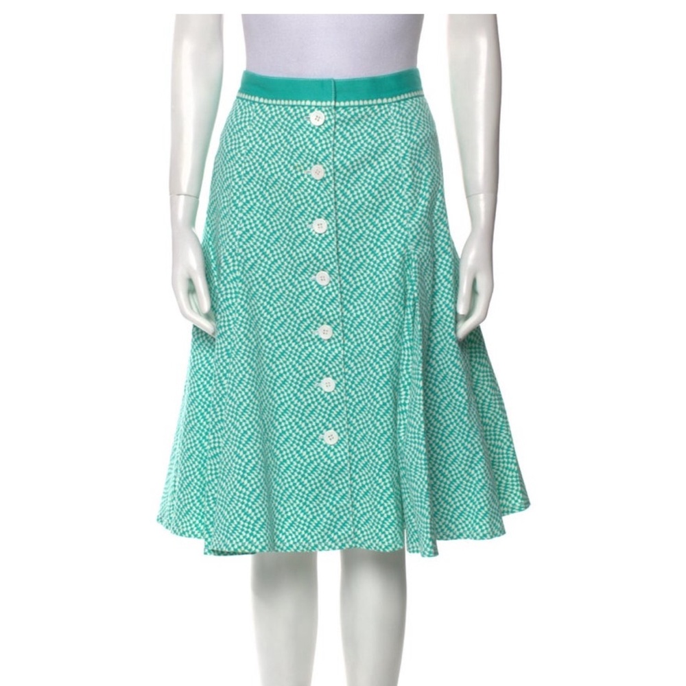 Oscar de la Renta Women's Green Patterned Skirt